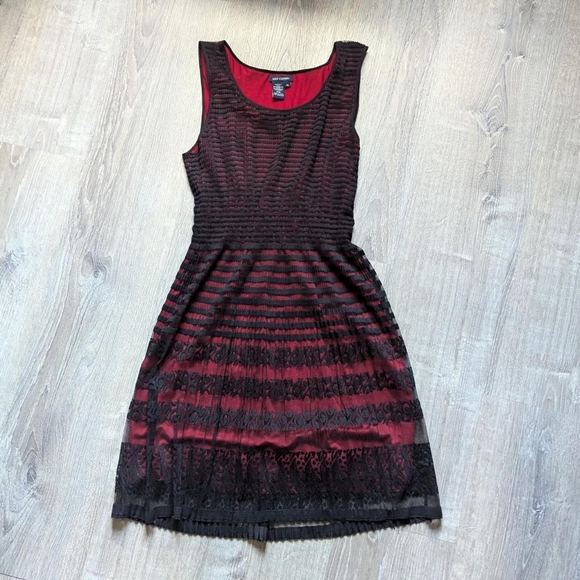 Max Edition Black Lace A-Line Dress with Red Lining, XL - Picture 1 of 6